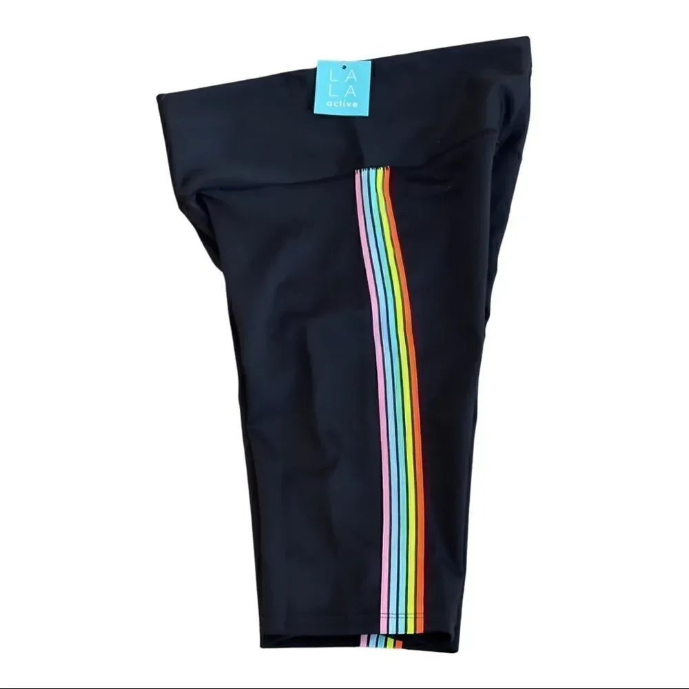Rainbow Striped Biker Shorts by LaLa Sportswear • Medium • NWT